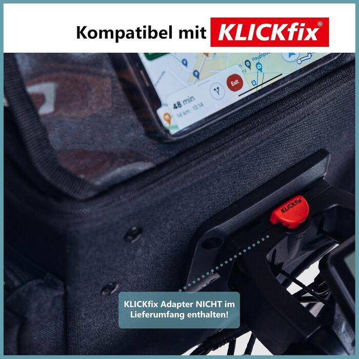 YBAG – водонепроникна велосипедна сумка на кермо KLICKfix для електровелосипедів, велика місткість, багато відділень, з дощовиком, екологічна