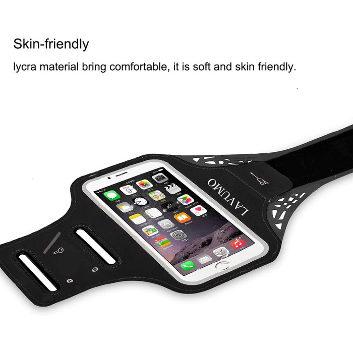Спортивний браслет на руку для iPhone 16 Pro Max, 16 Plus, 15 Pro Max, 15 Plus, 14 Pro Max, Samsung S24, S23, S22 Ultra. Тримач для телефону під час бігу та тренувань (сумісний з 5.1'-6.5' телефоном, з подовжувачем, чорний)