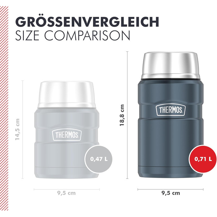 Термос STAINLESS KING для їжі, 0,47л, нержавіюча сталь, чорний матовий, з ложкою, BPA-free