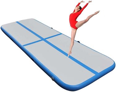 Air Track 300x100x10 см блакитно-сірий з електричним насосом для гімнастики