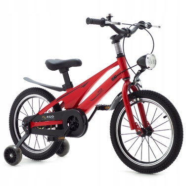 Дитячий велосипед 16 дюймів із бічними колесами, червоний