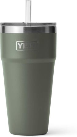 Термокружка YETI Rambler з соломкою, нержавіюча сталь, 769 мл (26 oz), колір Camp Green