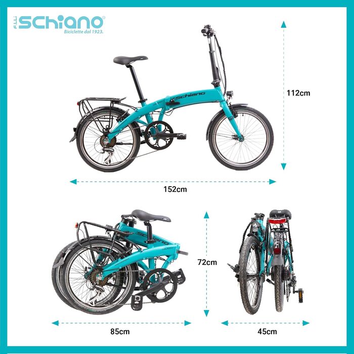 Електровелосипед F.lli Schiano Galaxy 20 дюймів, складаний, Shimano, для дорослих, до 25 км/год, чоловічий/жіночий, комфортний міський e-bike