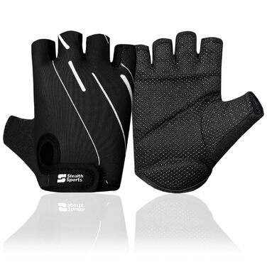 Рукавички спортивні Stealth Sports для фітнесу, важкої атлетики (унісекс, XS, чорні) - дихаючі, з гелевими вставками, для кросфіту, бодібілдингу, велоспорту