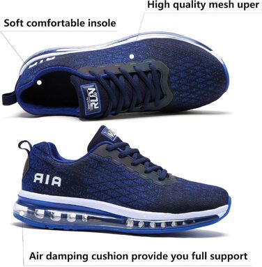 Кросівки для бігу Azooken: чоловічі та жіночі, для занять спортом, джогінгу, тенісу, бігу по вулицях, повсякденного носіння, активного відпочинку, фітнесу, трейлраннінгу. Розміри 36-47. Колір: білий, синій.