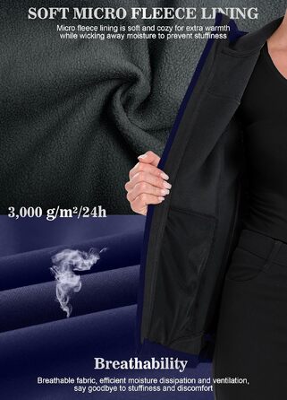Чоловіча куртка Softshell ATLASLAVA Daen з капюшоном та флісовою підкладкою, водонепроникна куртка для походів та активного відпочинку, темно-синя (3XL)