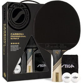Набір для пінг-понгу STIGA Carbon+ Bundle: лопатка з карбону, губка 2 мм, ручка Concave Pro, м'ячики 3 зірки, чохол, браслет