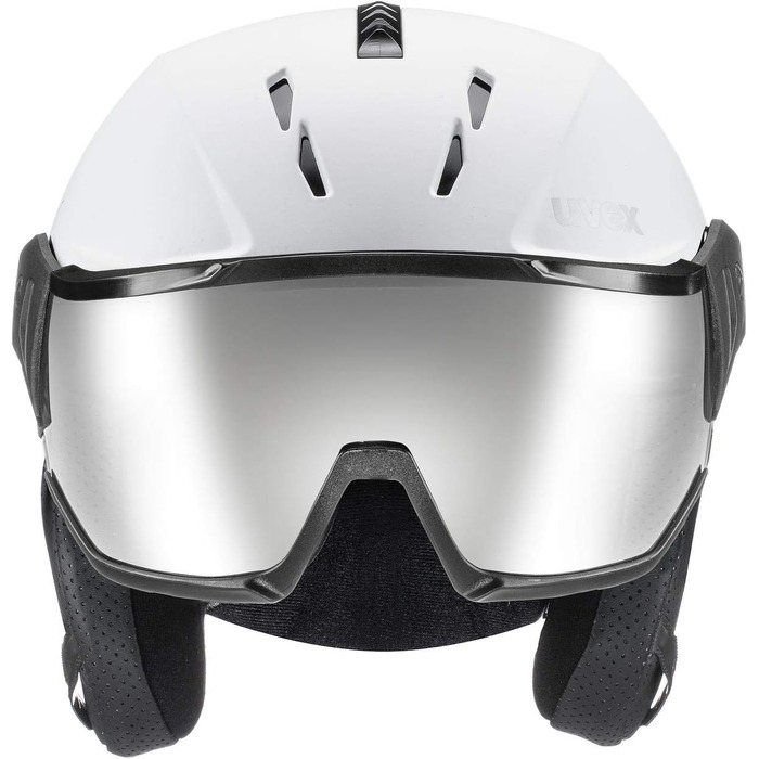 Лижний шолом uvex instinct visor з візором для жінок і чоловіків, біло-чорний матовий, розмір 56-58 см, індивідуальне регулювання