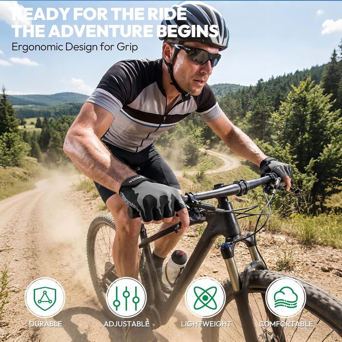 Рукавички велосипедні чоловічі Konvinit літні безпальцеві MTB, для гірського та шосейного велосипеда, дихаючі, антиковзкі, амортизуючі, XL сірі