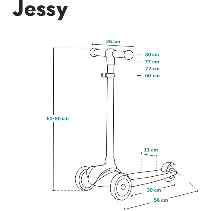 Дитячий триколісний самокат LIONELO Jessy Premium з LED-підсвіткою коліс, регульованою висотою та протиковзаючою платформою, рожевий (до 50 кг, 3+ роки)