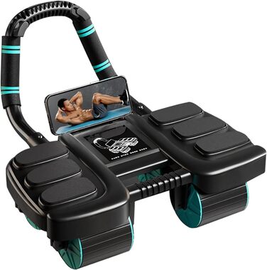 Ролик для пресу на 4 колесах - тренажер для кора з автоматичним відскоком, підтримка ліктів, для дому та фітнесу