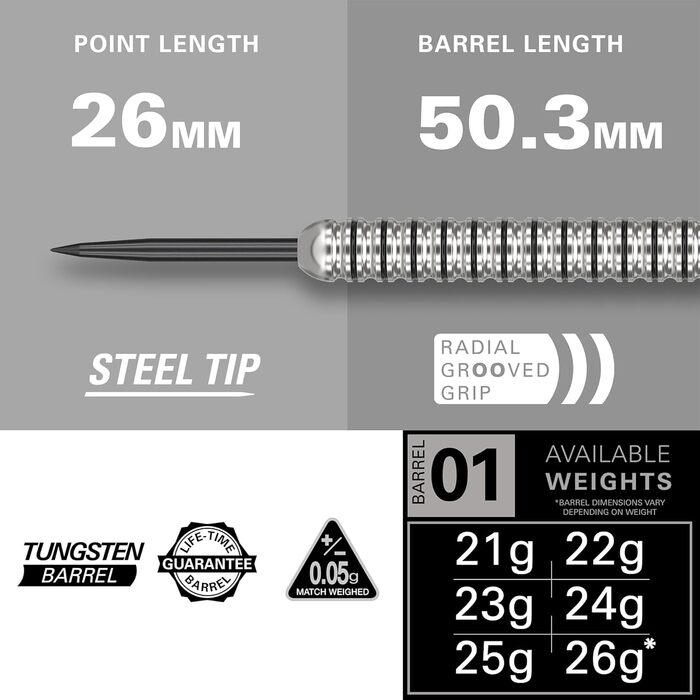 Дарти Target Artemis 25g (Вольфрам, сталеві наконечники) - комплект для професіоналів з кейсом та додатками