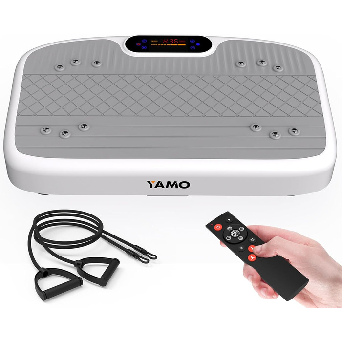 YAMO Вібраційна платформа з тихим мотором, 99 режимів, 5 програм, для схуднення та повного тренування тіла, компактна, з пультом ДУ, фітнес-тренажер для дому