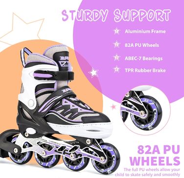 Інлайнери дитячі 2PM SPORTS Cytia Rosa/Violett, розмір 32-35, з LED-підсвічуванням, регульовані, для дівчаток та хлопчиків