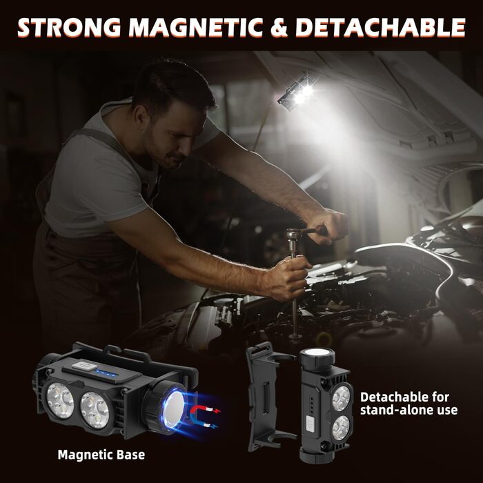 LED налобний ліхтар 2 шт. 2000 люменів, 3 режими, водонепроникний, для риболовлі, бігу, кемпінгу (чорний)