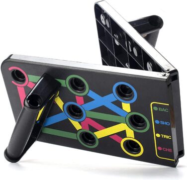 JL Sport Тренажер для віджимань 14-в-1 Push-Up Rack Board для дому та фітнесу, чорний, багатокольоровий