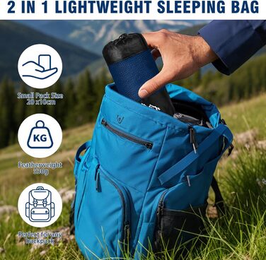 Спальний мішок туристичний бавовна, ультралегкий, з двосторонньою блискавкою, для кемпінгу та походів (синій)