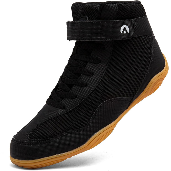 Черевики для боротьби чоловічі, протиковзкі, дихаючі. Підходять для боротьби, боксу, кросфіту, важкої атлетики, бодібілдингу (38 EU, чорний/жовтий)