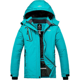 Жіноча гірськолижна куртка Wantdo, тепла флісова куртка, водонепроникна, дихаюча, з капюшоном, вітрозахисна, темно-бірюзова, розмір L