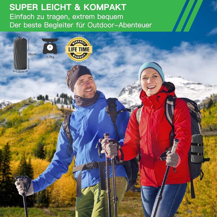 Двоспальний килимок для кемпінгу Doppel Isomatte: ультралегкий, 10 см, з самонадувною технологією та насосом, для відпочинку на природі, подорожей та піших прогулянок. Сірий колір.