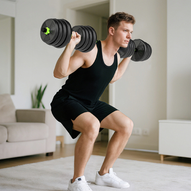 Набір гантелей SPORTNOW, регульовані, 30 кг: комплект коротких гантелей, штанга та гантелі для силових тренувань