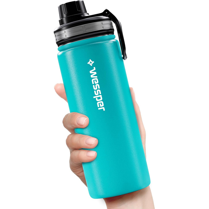 Термос пляшка Wessper 500 мл, нержавіюча сталь, герметична, BPA Free, 3 кришки, синя, для спорту, дітей і дорослих, кемпінг, велосипед, outdoor
