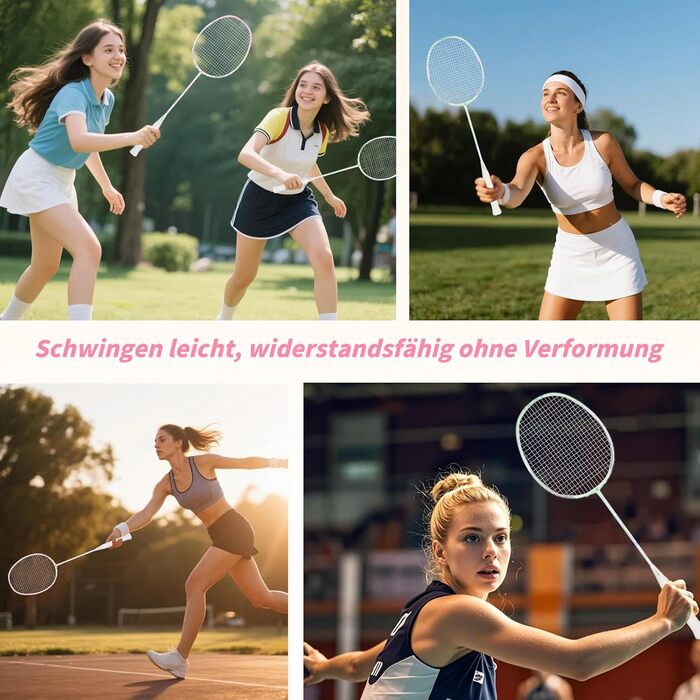 Ракетка для бадмінтону Profi 100% карбон, ультралегка, для тренувань та розваг, в комплекті з чохлом (рожева)