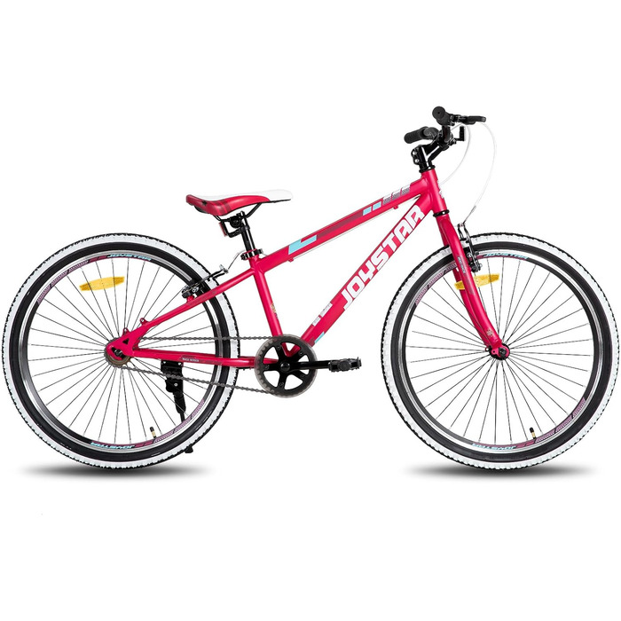 JOYSTAR Lubbock 20/24 дюймове дитяче гірське велосипед для хлопчиків та дівчаток 7-12 років (1/7 швидкостей), білобокові покришки, червоний колір