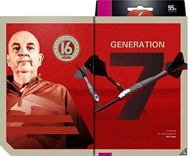 Дротики Target Darts Phil Taylor Power 9-Five Gen 7, 95% вольфраму, сталевий наконечник, Swiss Point, 26 г, гравецька серія