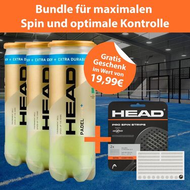 Набір для падел-тенісу Head Padel PRO S+ (3 ракетки + 9 м'ячів) + смужки Rezztek Pro Spin для збільшення обертання