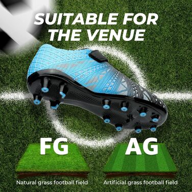 Дитячі футбольні бутси ASHION для футболу та активного відпочинку, розмір 32 EU, блакитно-чорні