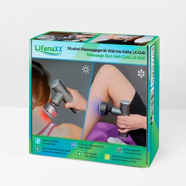Масажний пістолет Lifenaxx Pro LX-041 з тепловою та холодною терапією, 6 режимів, 5 насадок, акумулятор 2000 мАг