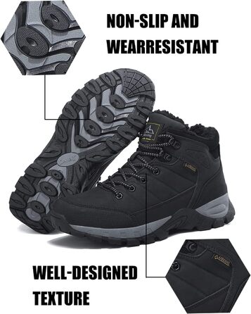 Чоловічі зимові черевики ARRIFGO BELLO - зимові черевики, черевики для хайкінгу, трекінгові черевики, утеплені, антиковзаючі, чорні, розмір 41-46 EU
