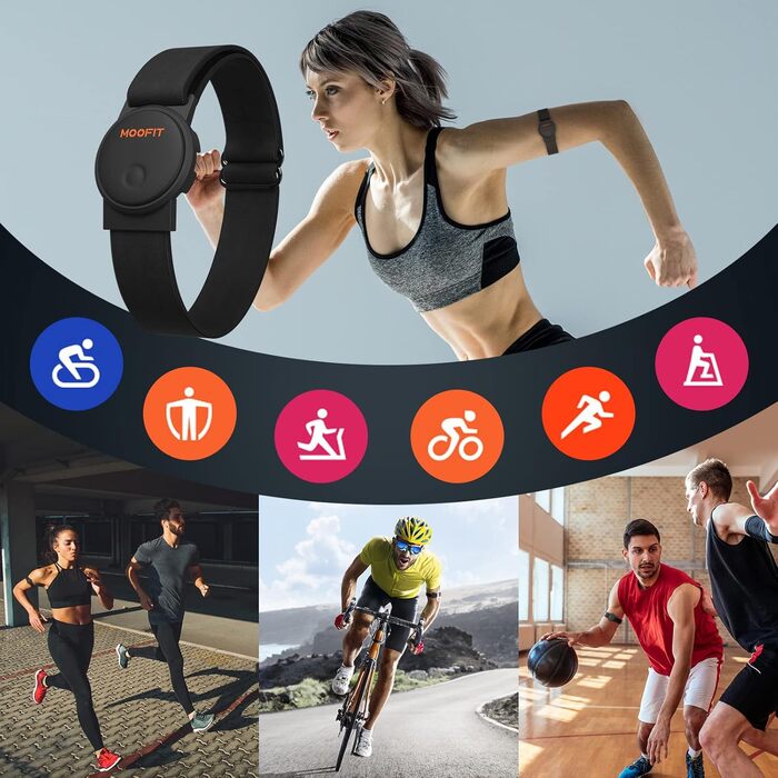 Пульсометр Moofit HW401 з нагрудним датчиком, Bluetooth/ANT+, водонепроникний IP67, сумісний з Wahoo, Strava