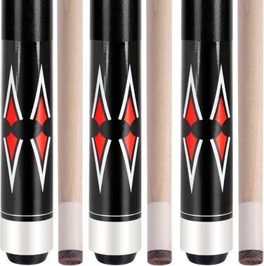 AKLOT Більярдний кий, набір 3 шт., канадський клен, 147.3 см, змішана вага