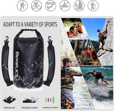 Водонепроникний мішок IDRYBAG 20L: для каякінгу, сплавів, відпочинку на пляжі та подорожей