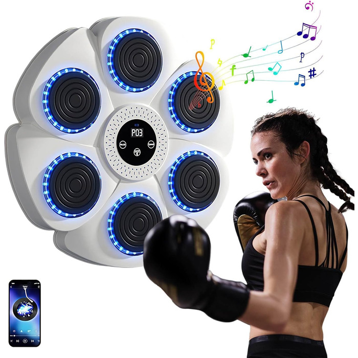 Музична боксерська машина Lifellery з LED-підсвіткою та Bluetooth, 9 режимів швидкості, для дорослих та дітей