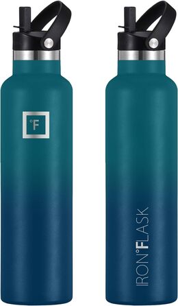 Термос-бутилка IRON FLASK 710 мл, нержавіюча сталь, 3 кришки (з трубочкою), вакуумна ізоляція, для спорту, гаряче/холодне, подвійні стінки