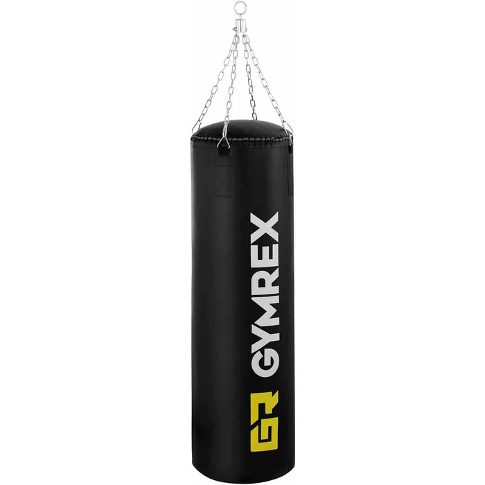 Боксерський мішок Gymrex, наповнений, для дорослих, Ø 40 x 120 см, підвісний, з чотириточковим сталевим ланцюгом, для дому, для боксу, пісочний мішок