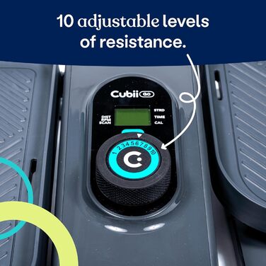 Cubii GO Аква – еліптичний тренажер для офісу під стіл, педальний міні-фітнес-тренажер з LCD-екраном, регулюванням навантаження, для дому та роботи, на колесах