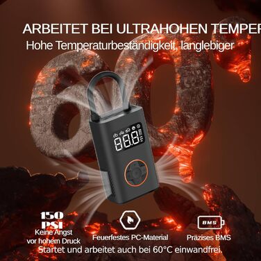 Електричний портативний компресор QiCYCLE N3 для велосипеда, акумулятор 2,5 А·год, автозупинка, 150 PSI, LED, зарядка USB-C