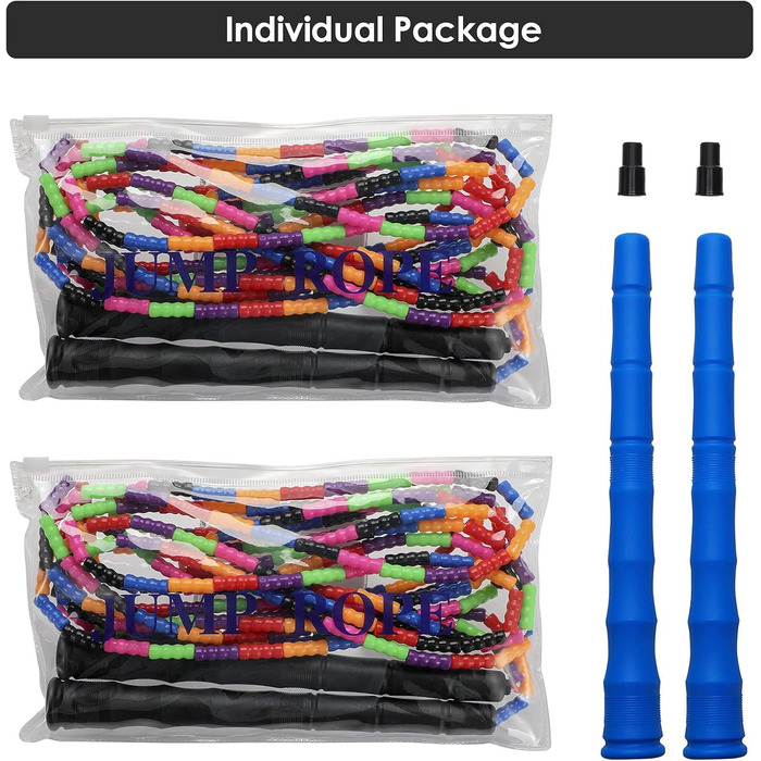 Довга скакалка Kingcolor Double Dutch 4,8 м, м'які намистини, регульована, для дітей і дорослих, для 5-6 осіб, 1 або 2 шт.