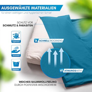 Спальний мішок NORDMUT® для подорожей: ультралегкий, дихаючий, з відділенням для подушки (блакитний, поліестер)