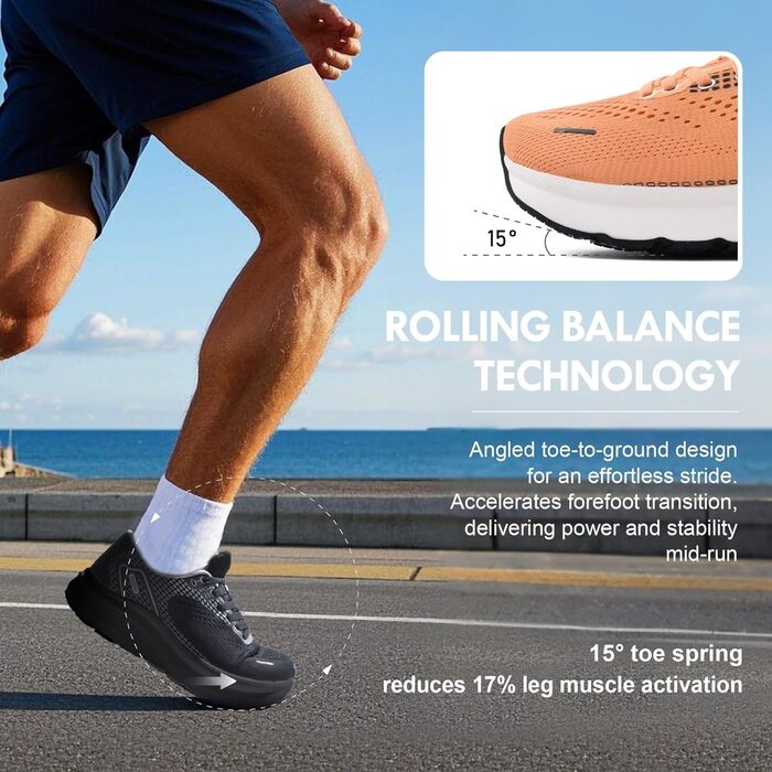 Чоловічі кросівки JACKSHIBO з широкою передньою частиною: для бігу, ходьби, тенісу. Подушка, товста підошва, без перепаду висоти. Розмір 41 EU, колір Оранжевий, візерунок Chevron Sunset.