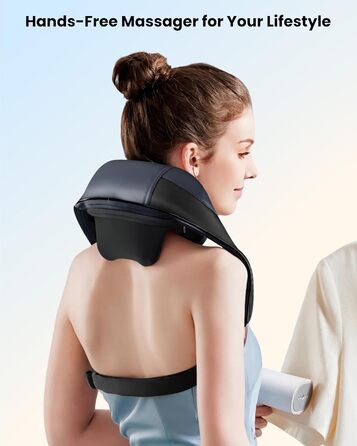 Масажер для шиї та плечей Comfier 2026 з графеновим підігрівом, 4D Shiatsu, бездротовий, для глибокого масажу шиї, плечей та спини, подарунок для жінок та чоловіків, темно-синій