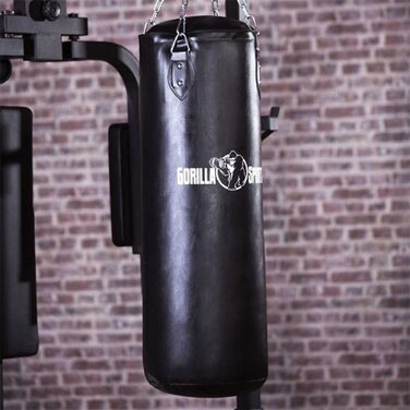 Боксерський мішок GORILLA SPORTS® 27/37 кг, наповнений, для підвішування, з міцною сталевою ланцюгом та 4 карабінами, штучна шкіра, чорний - бокс, ММА