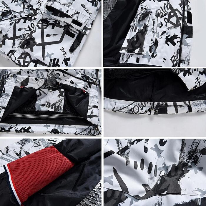 WOWULOVELY Зимовий комбінезон для чоловіків. Водонепроникний, вітронепроникний комплект куртки та штанів. Ізольований костюм для сноуборду та катання на лижах, білий, розмір 3