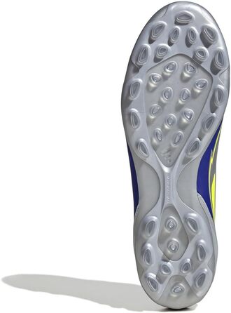 Бутси футбольні adidas F50 League Unisex для штучного покриття, 47 1/3 EU, сріблястий/сонячно-жовтий/блакитний