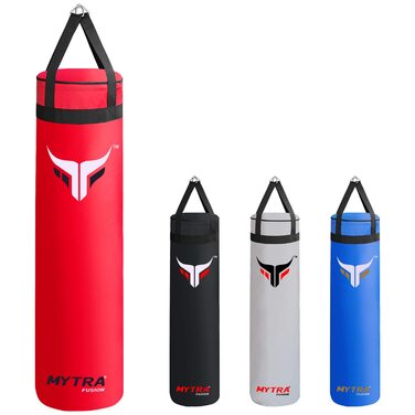 Боксерський мішок Mytra Fusion підвісний, порожній для боксу, MMA, муай-тай, карате - 2 розміри, 152 см (червоний)