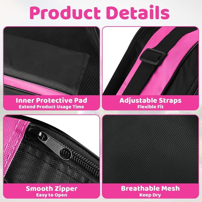 Сумка для роликів Flintronic, для дітей, рожева: містка, з регульованим плечовим ременем